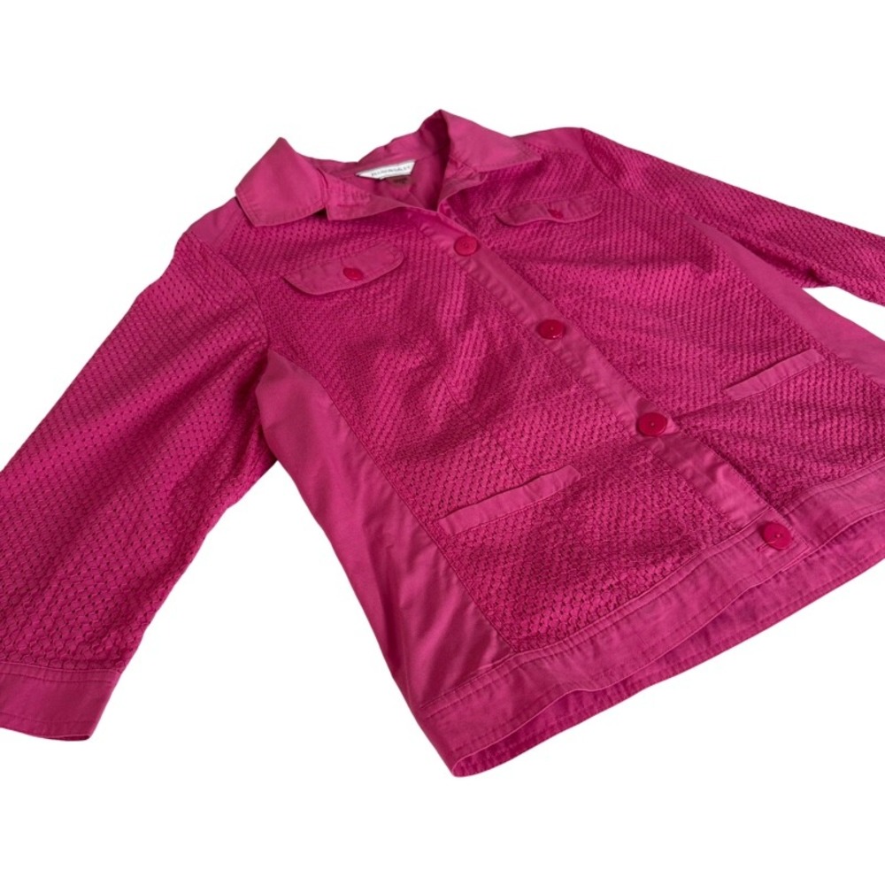 ALLISON DALEY Pink Textured Button Front Jacket Women Size‎ 16 Spring Church - Picture 11 of 15